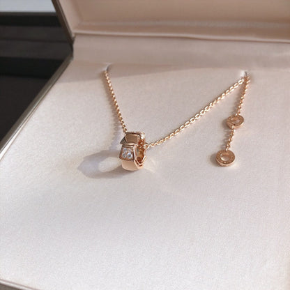 [Vicky]SERPENTI PEDANT DIAMOND PINK GOLD NECKLACE