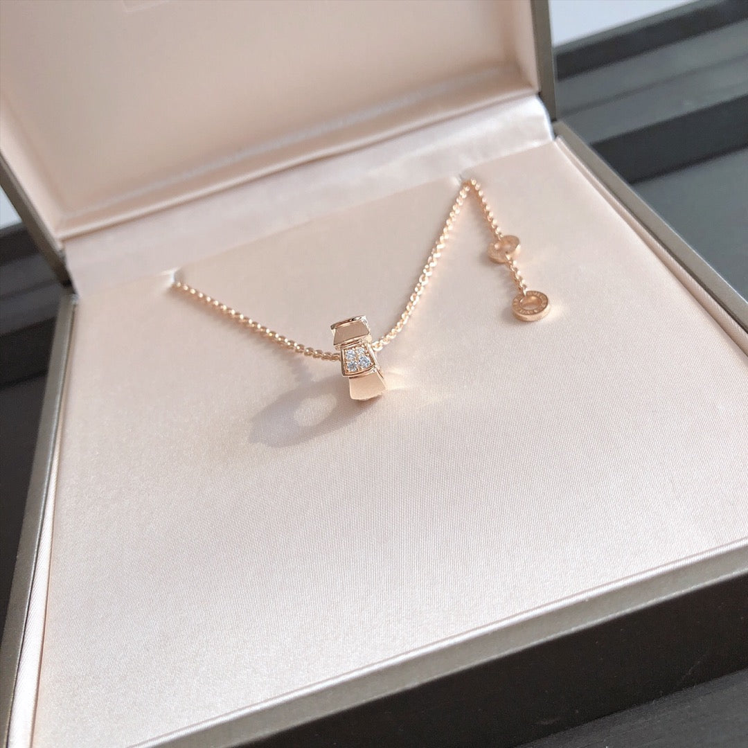 [Vicky]SERPENTI PEDANT DIAMOND PINK GOLD NECKLACE