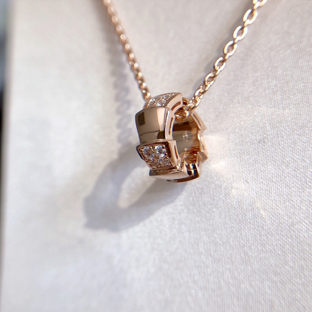 [Vicky]SERPENTI PEDANT DIAMOND PINK GOLD NECKLACE