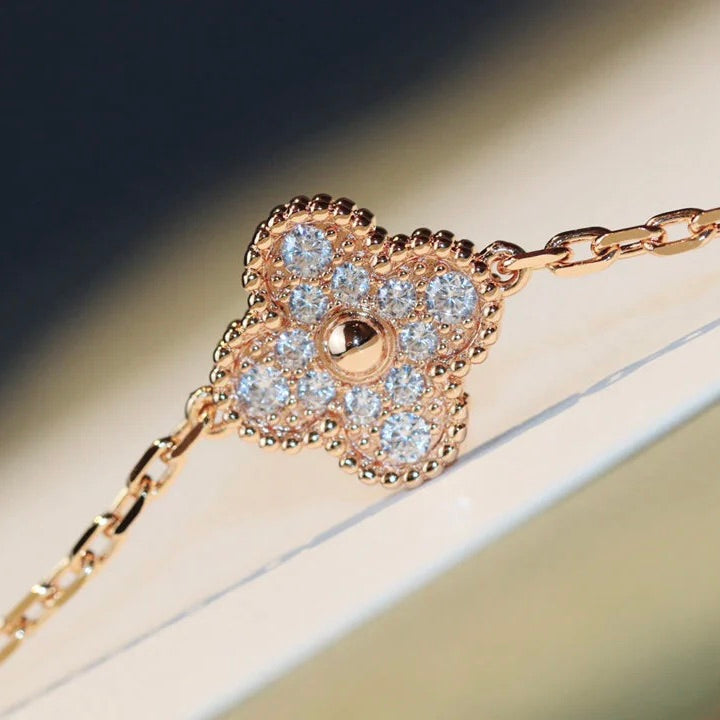 [Royal&Vicky]CLOVER 20 MOTIFS DARK MOP DIAMOND  NECKLACE