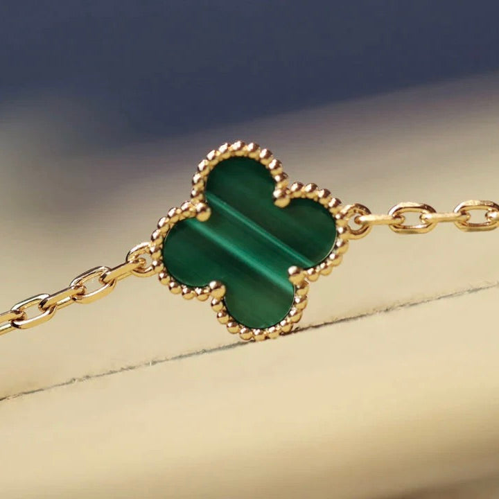 [Royal&Vicky]CLOVER 20 MOTIFS MALACHITE DIAMOND NECKLACE