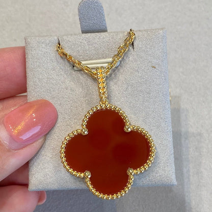 [Vicky]CLOVER 25MM NECKLACE GOLD CARNELIAN