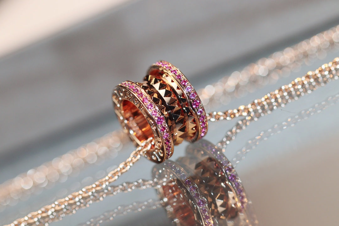 [Vicky]ZERO 1 ROCK PINK GOLD PINK DIAMOND NECKLACE