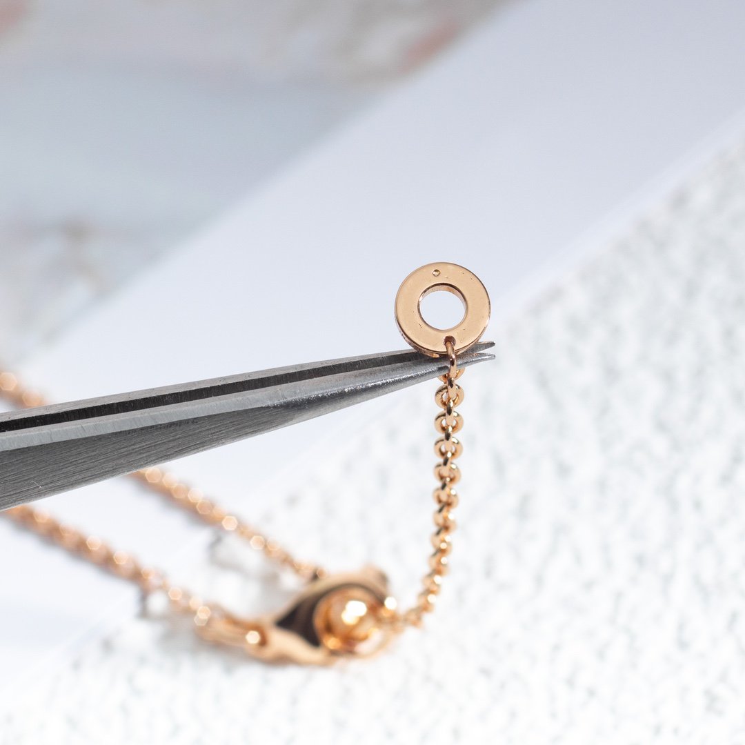 [Vicky]ZERO 1 WHITE CERAMIC PINK GOLD DIAMOND NECKLACE