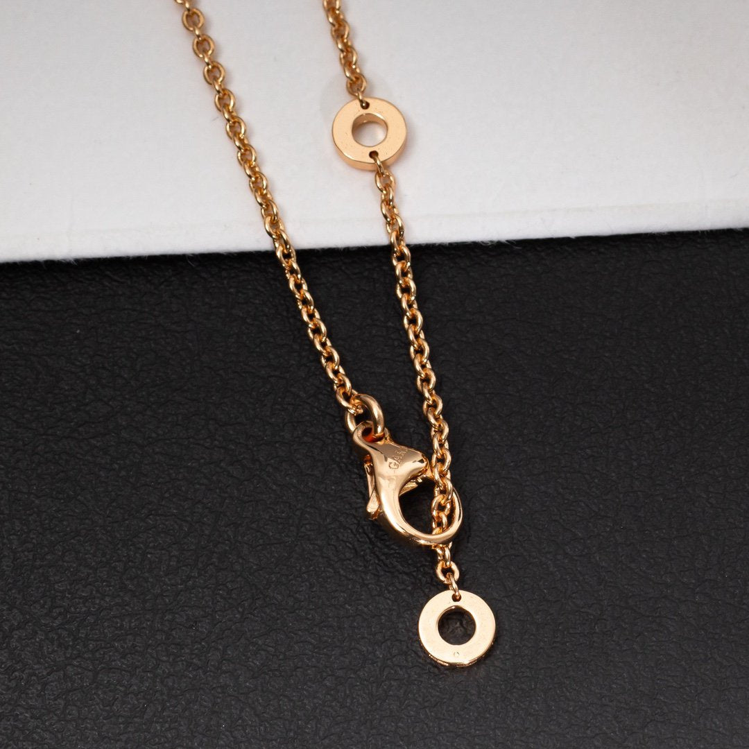 [Vicky]ZERO 1 WHITE CERAMIC PINK GOLD DIAMOND NECKLACE