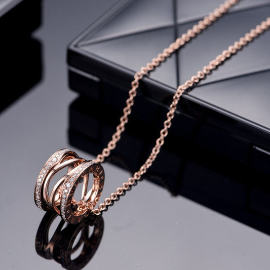 [Vicky]ZERO 1 PINK GOLD DIAMOND OPEN NECKLACE