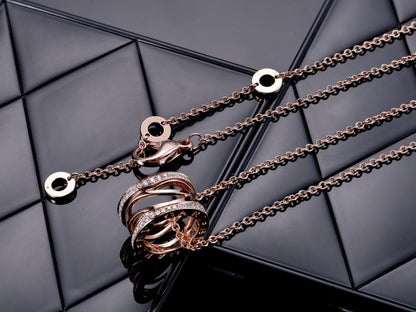[Vicky]ZERO 1 PINK GOLD DIAMOND OPEN NECKLACE