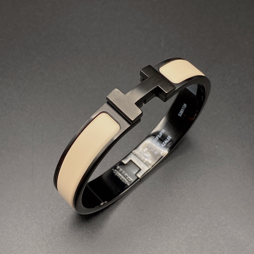 [Vicky]H BRACELET 12MM BLACK BEIGE CERAMIC