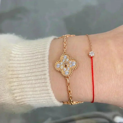 [Vicky]CLOVER 5 MOTIFS  FULL DIAMOND BRACELET