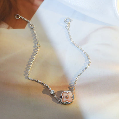 [Vicky]Sonnenmotiv Rosa Mop Silber Armband