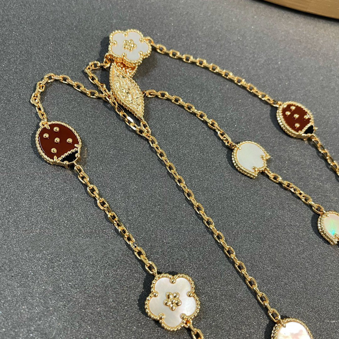 [Vicky]LUCKY SPRING 15 MOTIFS GOLD NECKLACE