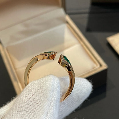 [Vicky] OFFENER RING AUS MALACHIT UND DIAMANT