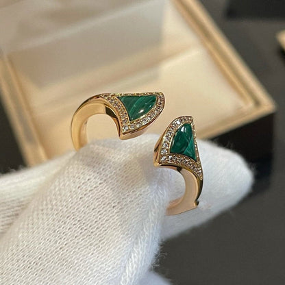 [Vicky] OFFENER RING AUS MALACHIT UND DIAMANT