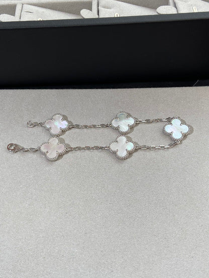 [Vicky]CLOVER SILVER MOP 5 MOTIF BRACELET