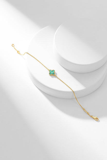 [Vicky]CLOVER BRACELET MALACHITE 1 MOTIF