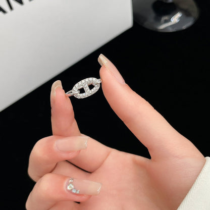 [Vicky]Runder kleiner silberner Diamantring