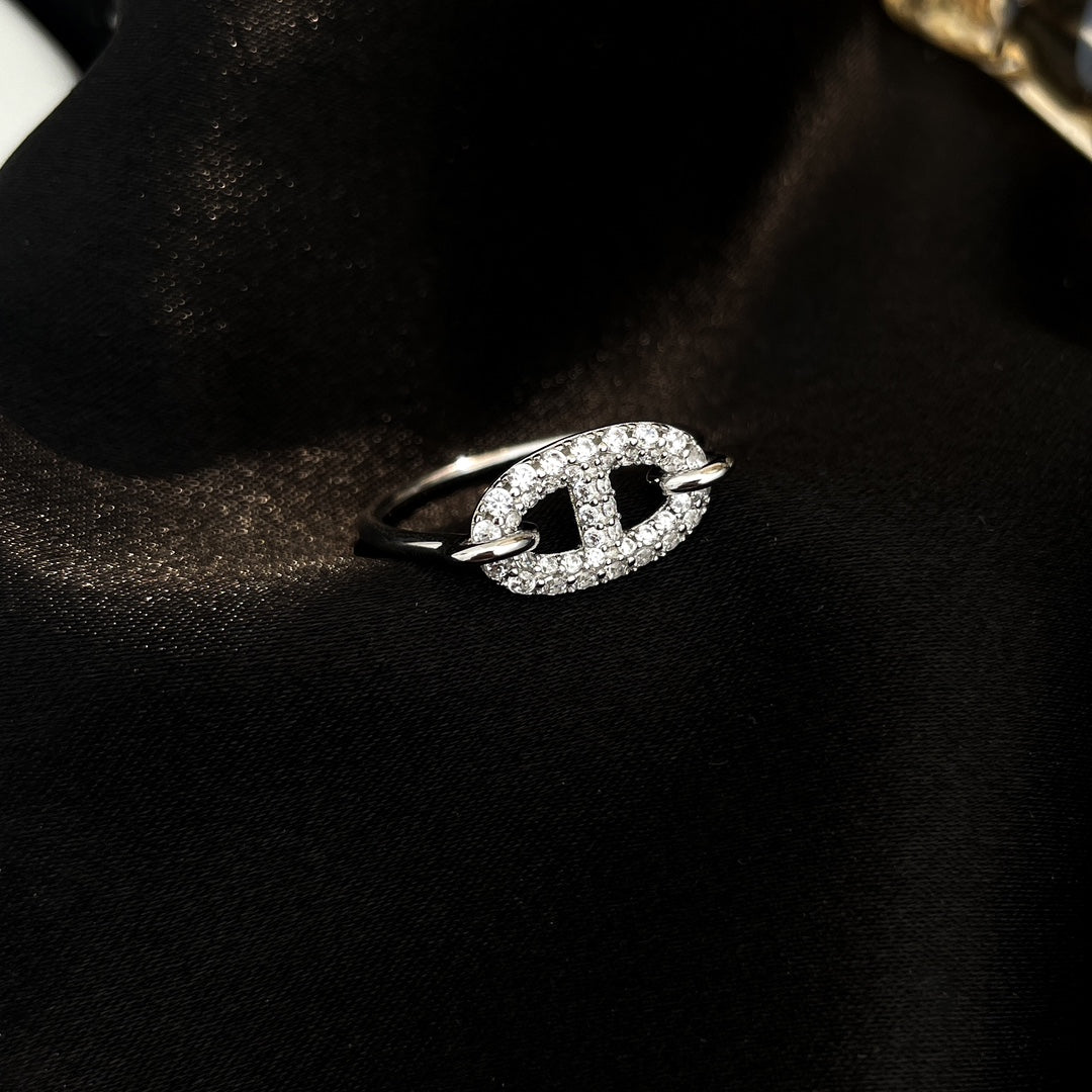 [Vicky]Runder kleiner silberner Diamantring