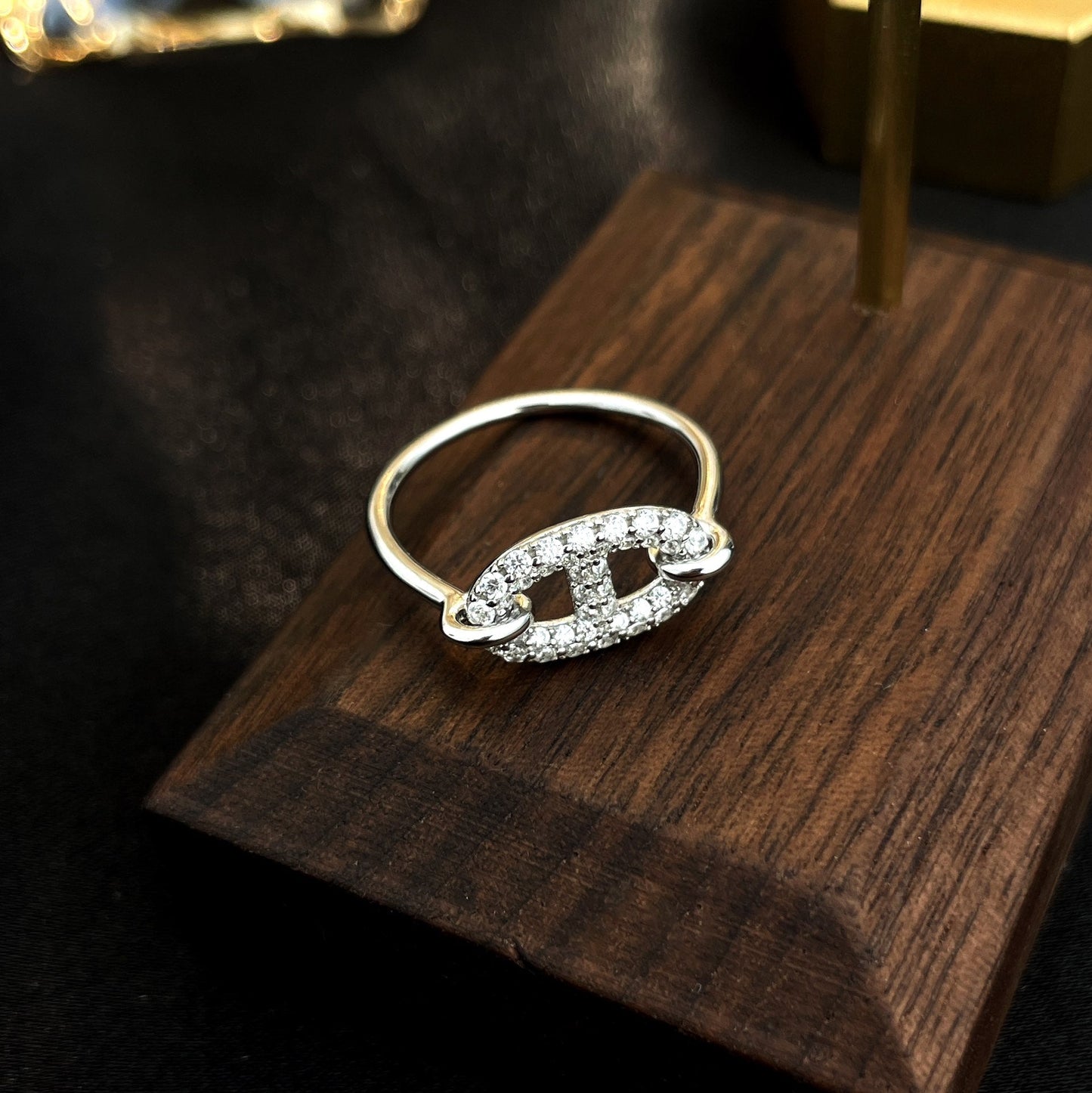 [Vicky]Runder kleiner silberner Diamantring