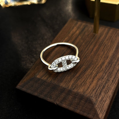 [Vicky]Runder kleiner silberner Diamantring