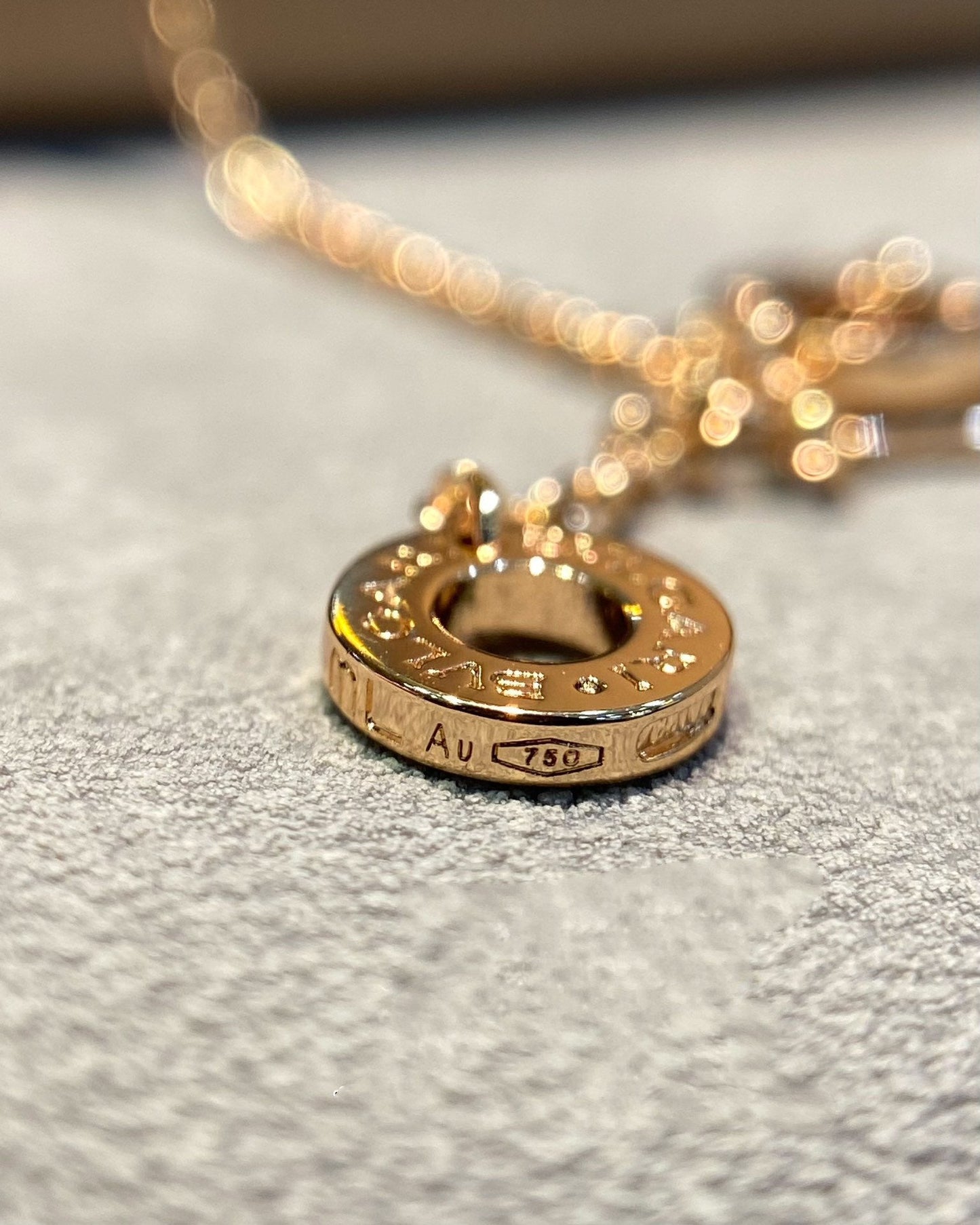 [Vicky]DREAM MOP DIAMOND PAVED PINK GOLD NECKLACE