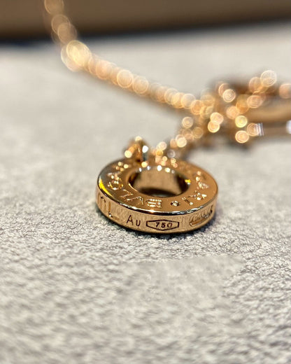 [Vicky]DREAM MOP DIAMOND PAVED PINK GOLD NECKLACE