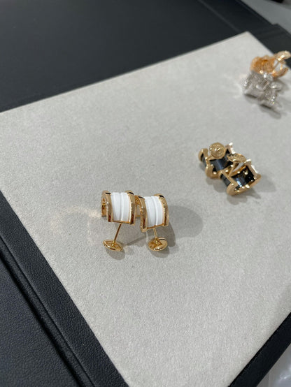 [Vicky]ZERO 1 PINK GOLD CERAMIC EARRINGS