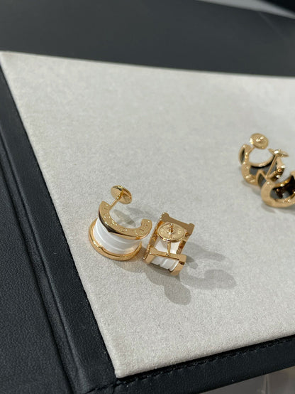 [Vicky]ZERO 1 PINK GOLD CERAMIC EARRINGS