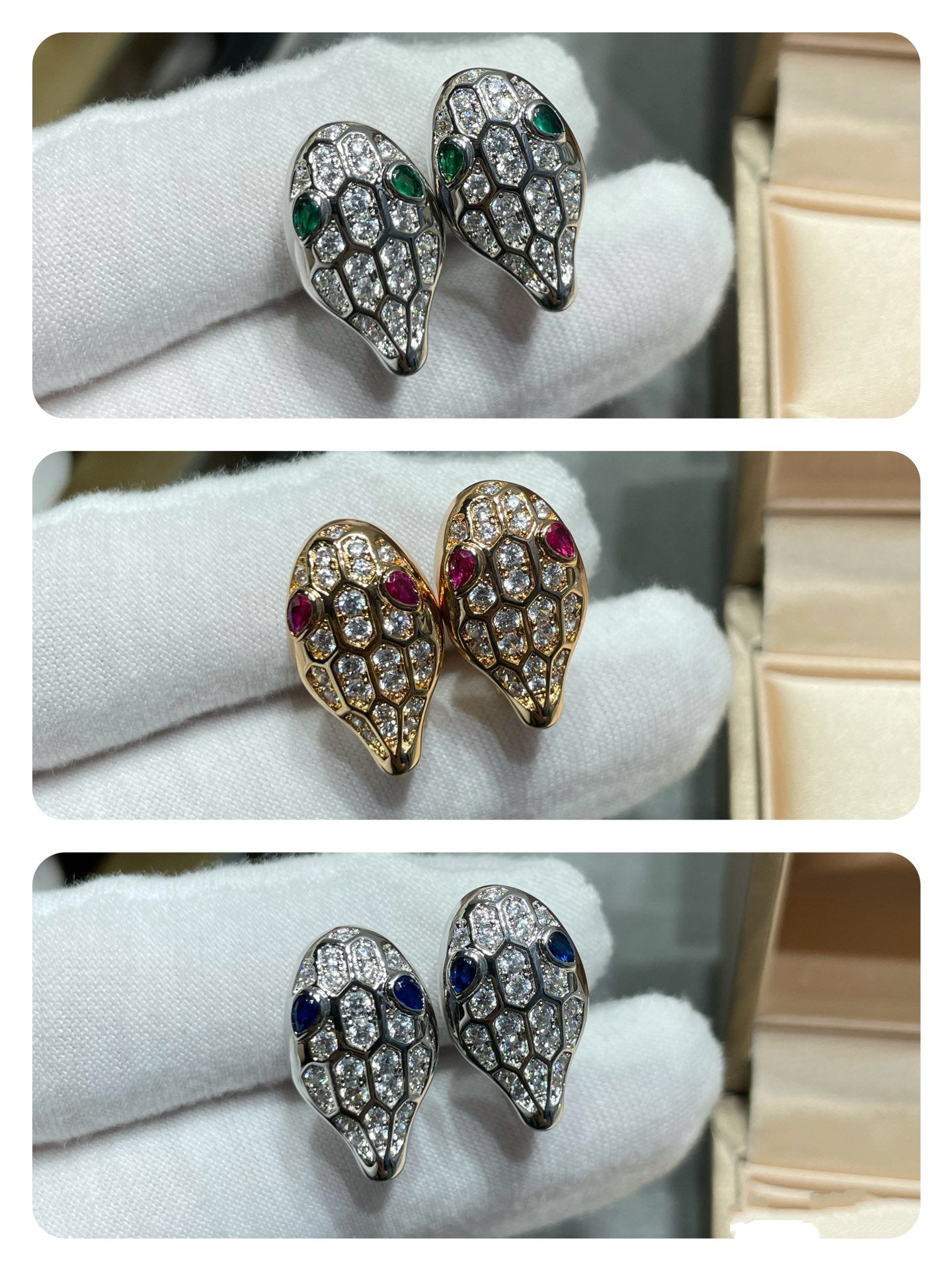 [Vicky]SERPENT DIAMOND STUD EARRINGS