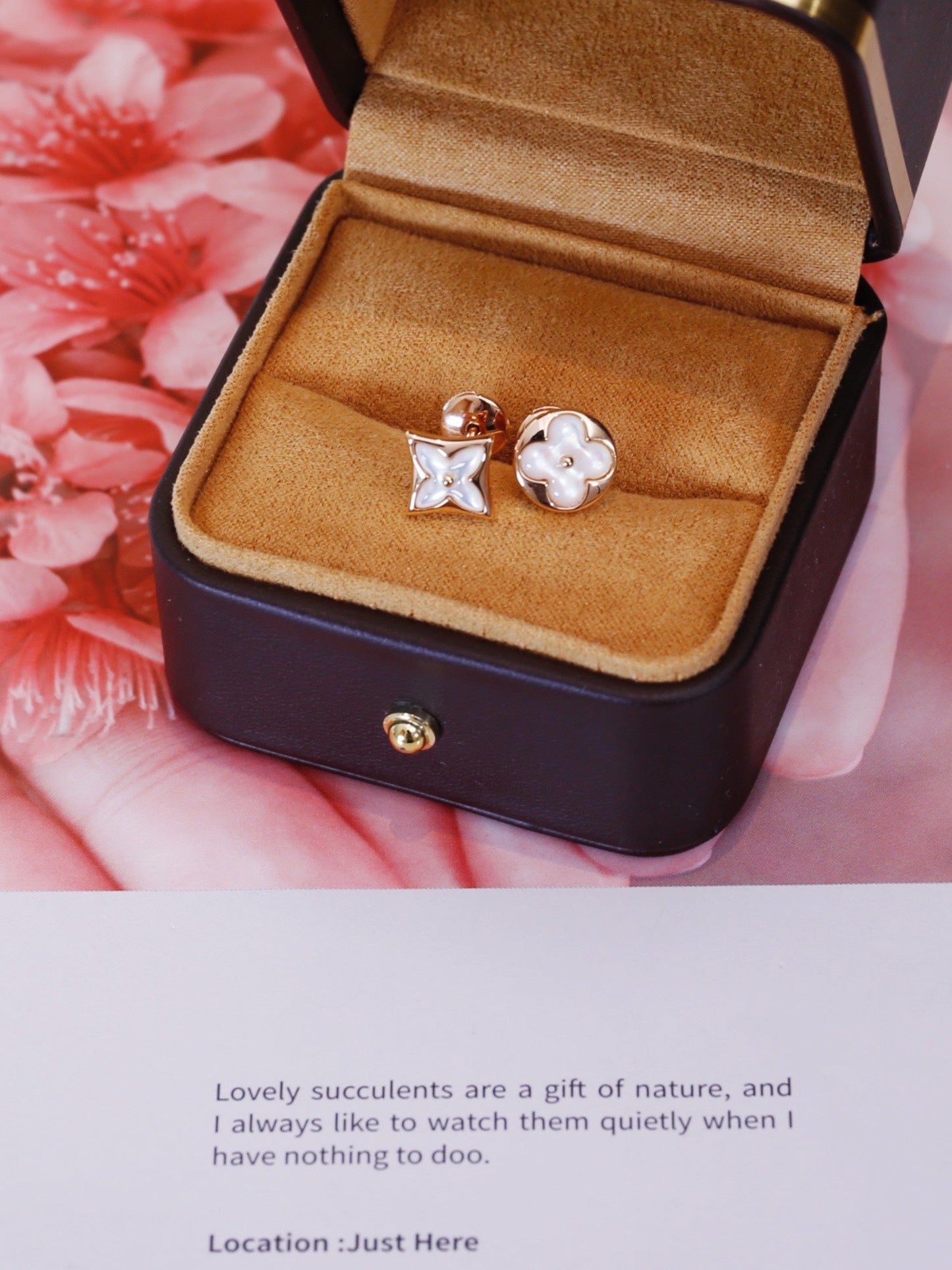 [Vicky]STAR AND SUN PINK GOLD MOP STUD EARRINGS