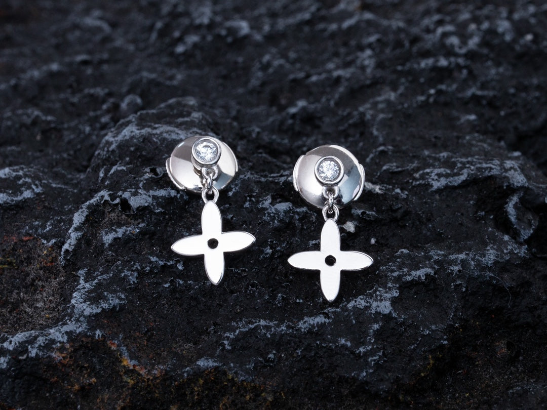 [Vicky]VIDYLLE SILVER DIAMOND MINI DROP EARRINGS