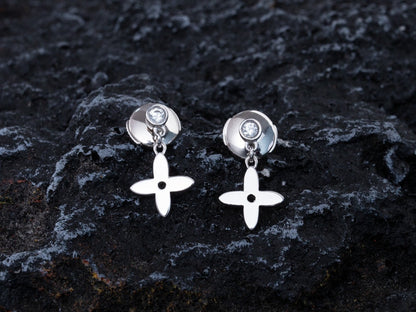 [Vicky]VIDYLLE SILVER DIAMOND MINI DROP EARRINGS