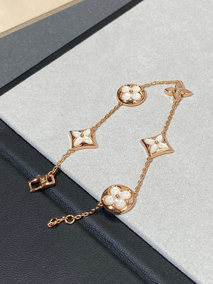[Vicky]STAR AND SUN 5 MOTIF MOP PINK GOLD BRACELET