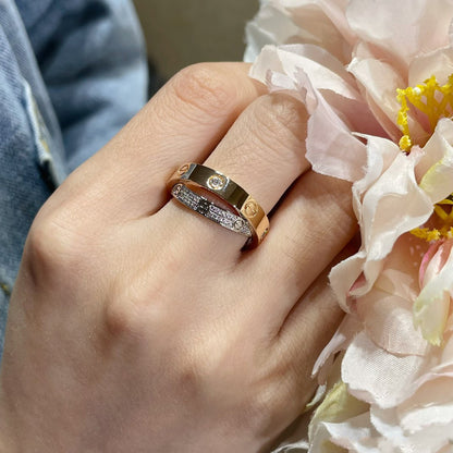 [Vicky]LOVE ROSA GOLD SILBER DIAMANT DOPPELRING