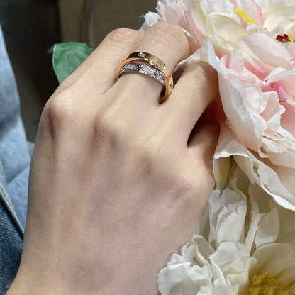 [Vicky]LOVE ROSA GOLD SILBER DIAMANT DOPPELRING
