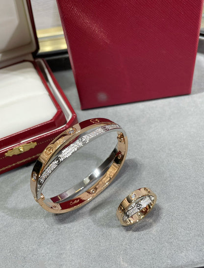 [Vicky]LOVE ROSA GOLD SILBER DIAMANT DOPPELRING