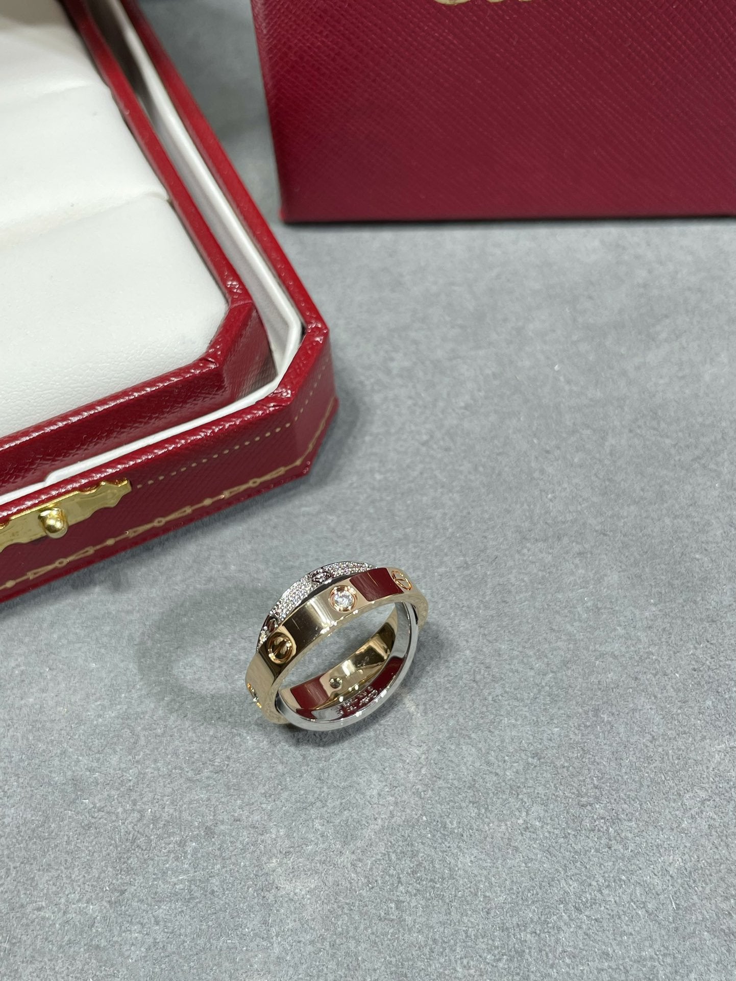[Vicky]LOVE ROSA GOLD SILBER DIAMANT DOPPELRING