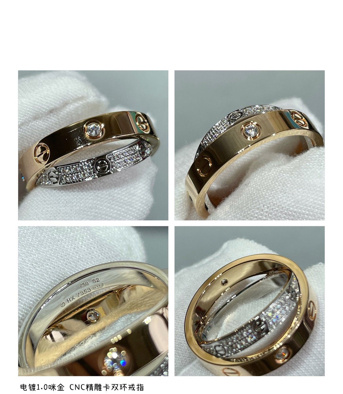 [Vicky]LOVE ROSA GOLD SILBER DIAMANT DOPPELRING