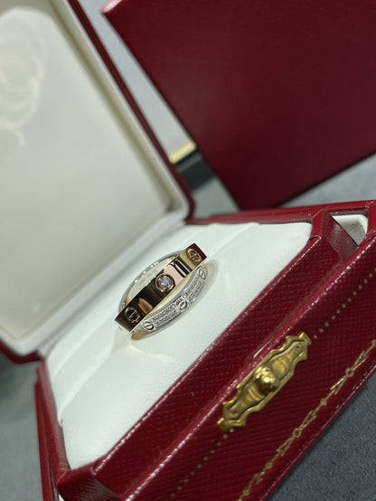 [Vicky]LOVE ROSA GOLD SILBER DIAMANT DOPPELRING