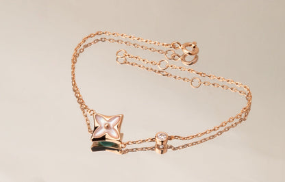[Vicky] STAR PINK MOP 1 DIAMANT ROSA GOLD HALSKETTE