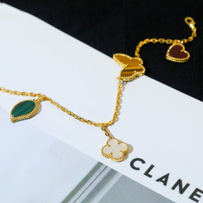 [Vicky]LUCKY SPRING 5 MOTIF GOLD BRACELET
