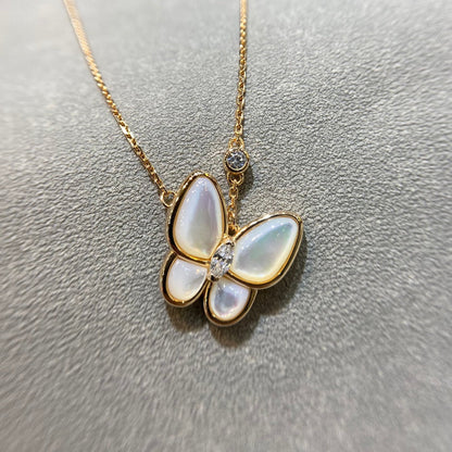 [Vicky]BUTTERFLY MOP DIAMOND NECKLACE