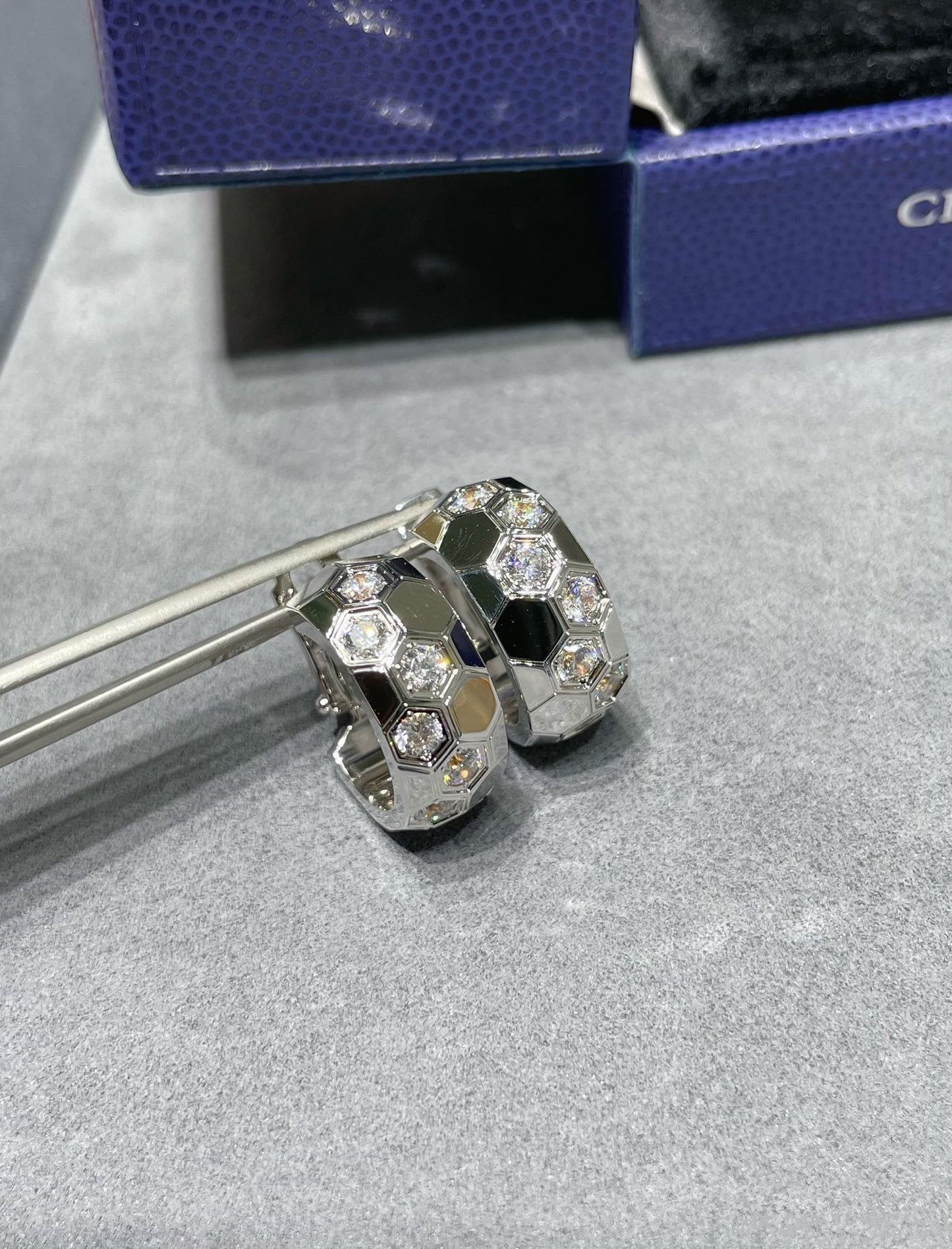 [Vicky]BEE LOVE DIAMOND HOOP EARRINGS