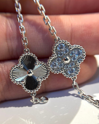 [Vicky]CLOVER 5 MOTIF SILVER DIAMOND BRACELET