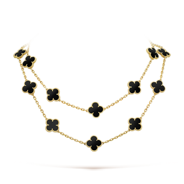 [Royal&Vicky]CLOVER 20 MOTIFS ONYX NECKLACE