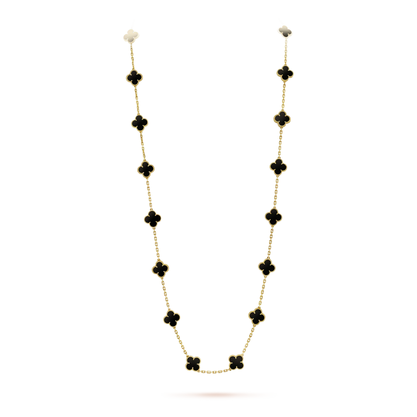 [Vicky]CLOVER 20 MOTIFS ONYX NECKLACE