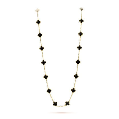 [Vicky]CLOVER 20 MOTIFS ONYX NECKLACE