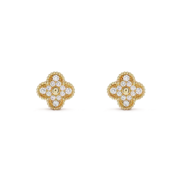 [Royal&Vicky]CLOVER MEDIUM 1 MOTIFS FUll DIAMOND EARRINGS