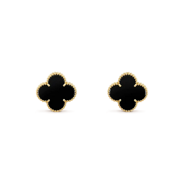 [Royal&Vicky]CLOVER MEDIUM 1 MOTIFS  ONYX STUD EARRINGS