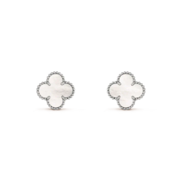 [Royal&Vicky]CLOVER MEDIUM 1 MOTIFS  WHITE MOP EARRINGS SILVER