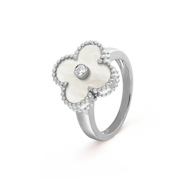 [Royal&Vicky]CLOVER SILVER MOP DIAMOND RING